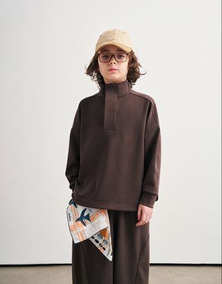 MİNİLUCA ÇOCUK MODAL TAKIM ŞALVAR PANTOLON VE SWEATSHİRT Acı Kahve