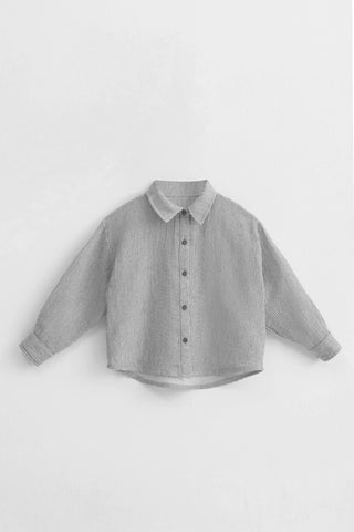 Çizgili Müslin Gömlek Unisex - Siyah