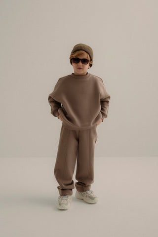ÇOCUK TAKIMI - SWEATSHIRT ve PANTOLON KAHVE
