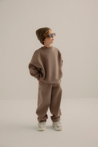 ÇOCUK TAKIMI - SWEATSHIRT ve PANTOLON KAHVE