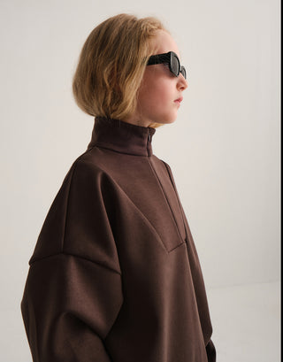ÇOCUK MODAL TAKIMI - ŞALVAR PANTOLON ve SWEATSHIRT KAHVE