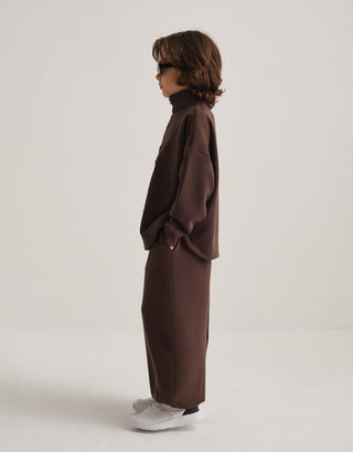 ÇOCUK MODAL TAKIMI - ŞALVAR PANTOLON ve SWEATSHIRT KAHVE