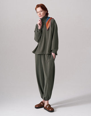 ANNE MODAL TAKIM ŞALVAR PANTOLON VE SWEATSHİRT OLİVE LEAF