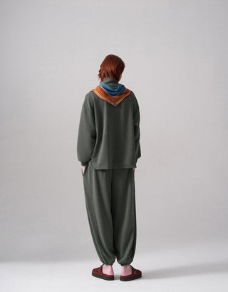 ANNE MODAL TAKIM ŞALVAR PANTOLON VE SWEATSHİRT OLİVE LEAF