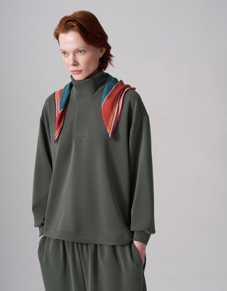 ANNE MODAL TAKIM ŞALVAR PANTOLON VE SWEATSHİRT OLİVE LEAF