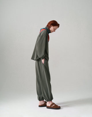 ANNE MODAL TAKIM ŞALVAR PANTOLON VE SWEATSHİRT OLİVE LEAF
