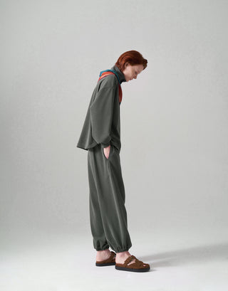 ANNE MODAL TAKIM ŞALVAR PANTOLON VE SWEATSHİRT OLİVE LEAF