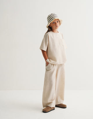 KETEN TİŞÖRT ve KETEN BOL PANTOLON TAKIM UNISEX BEJ