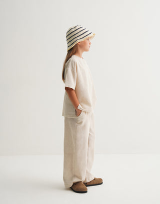 KETEN TİŞÖRT ve KETEN BOL PANTOLON TAKIM UNISEX BEJ
