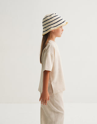 KETEN TİŞÖRT ve KETEN BOL PANTOLON TAKIM UNISEX BEJ