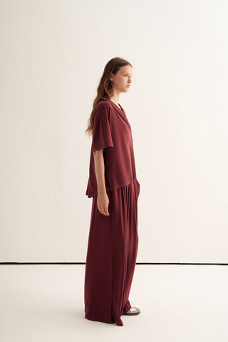 ANNE MODAL TAKIM KRUVAZE YAKA - BOL PANTOLON BORDO