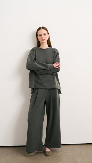 ANNE MODAL TAKIM BOL PAÇA PANTOLON VE SWEATSHİRT OLİVE LEAF