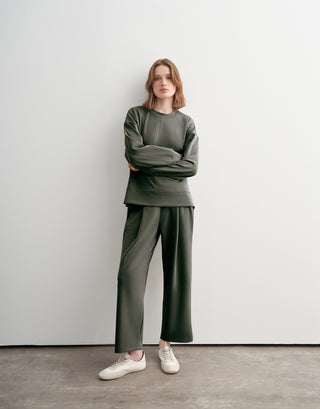 ANNE MODAL TAKIM BOL PAÇA PANTOLON VE SWEATSHİRT OLİVE LEAF