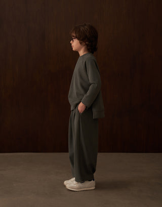 MİNİLUCA ÇOCUK MODAL TAKIM TİŞÖRT VE HAVUÇ PANTOLON Olive Leaf