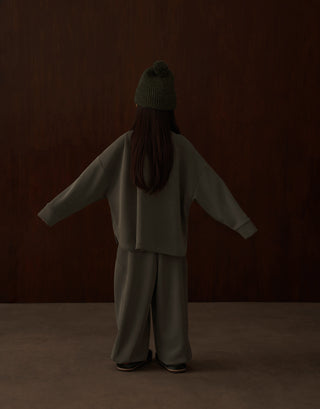 MİNİLUCA ÇOCUK MODAL TAKIM ŞALVAR PANTOLON VE SWEATSHİRT Olive Leaf