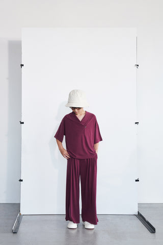 KRUVAZE YAKA MODAL TAKIM - BOL PANTOLON BORDO