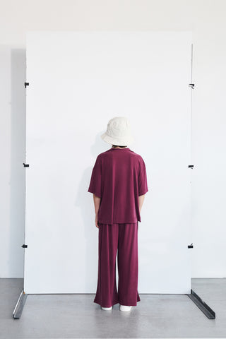 KRUVAZE YAKA MODAL TAKIM - BOL PANTOLON BORDO