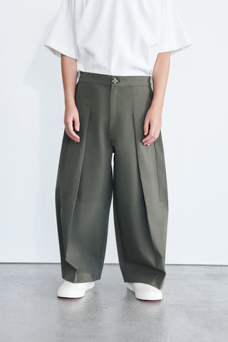 PARÇALI OVERSİZE GABARDİN PANTOLON HAKİ