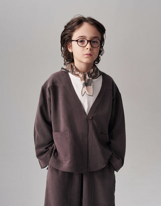 MODAL CEKET KİMONO TAKIM UNİSEX Taupe Ton