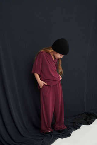 KRUVAZE YAKA MODAL TAKIM - BOL PANTOLON BORDO