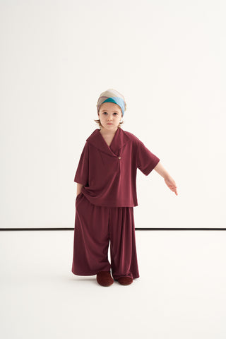 KRUVAZE YAKA MODAL TAKIM - BOL PANTOLON BORDO