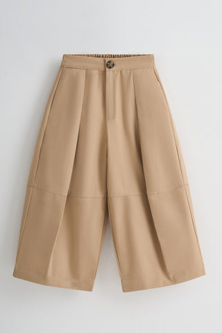 PARÇALI OVERSİZE GABARDİN PANTOLON BEJ